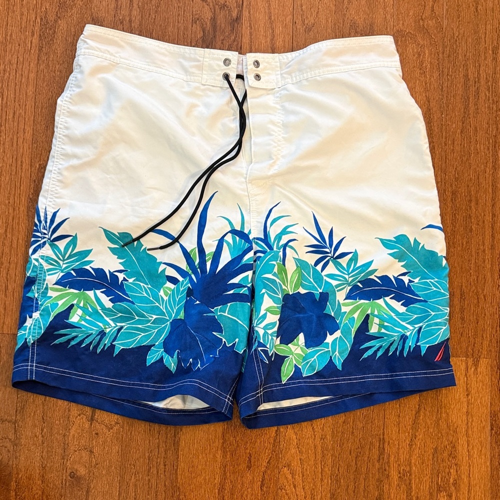 Nautica Tropical Blue and White Swim Shorts